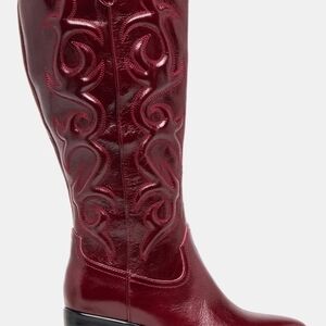 Dolce Vita Bordeaux Red At-the-Knee Western Boot